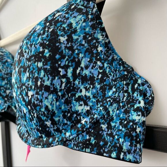 [36B]🦋LA Senza Aqua Blue & Black Dot Splatter Print | Lightweight T-Shirt Bra - Picture 5 of 13